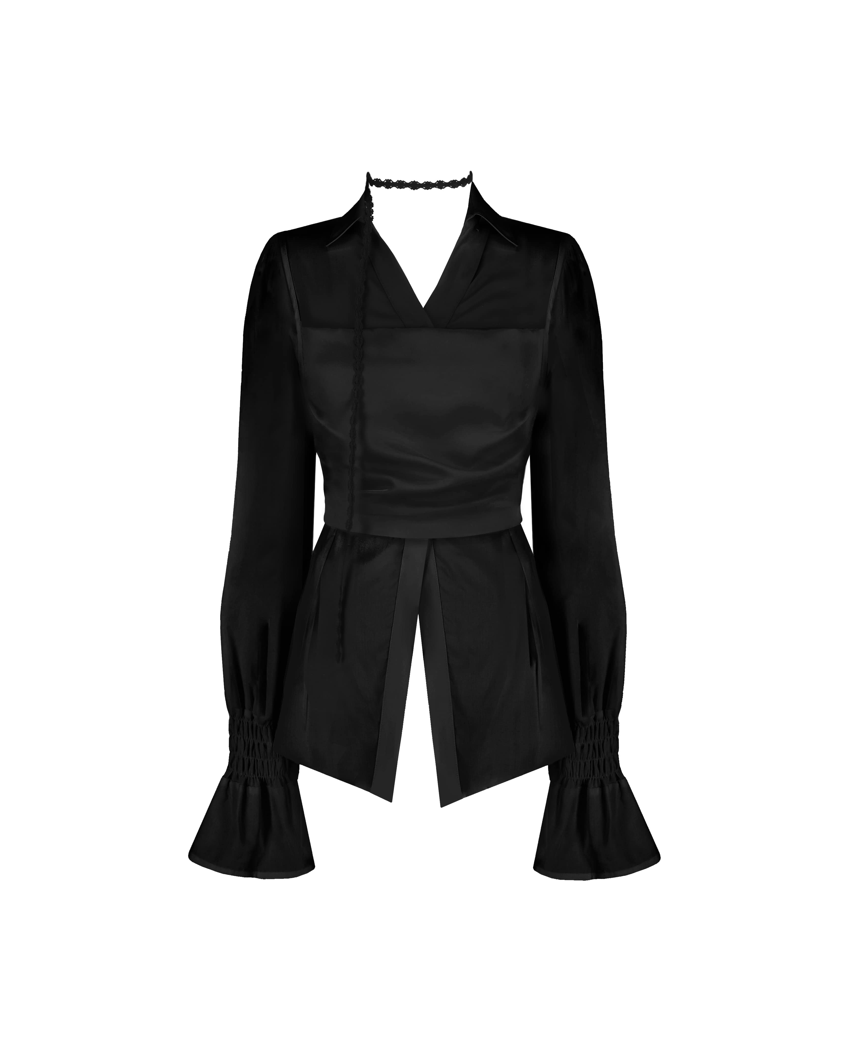 Soap blouse set + Delight satin skirt / Black